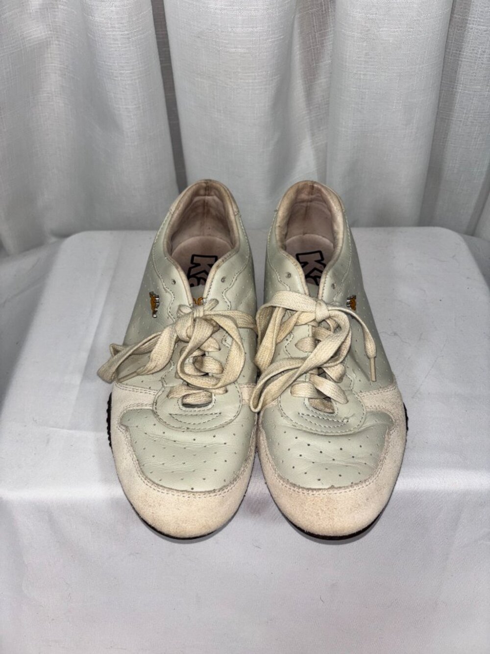 Vintage Kappa White Perforated Leather Driving Shoes / Sneakers Size 8 1/2 - Picture 2 of 5